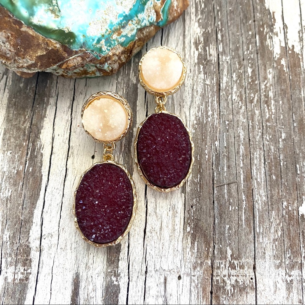Anthropologie Druzy Quartz Earrings by BaubleBar - Picture 2 of 3